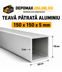 Teava patrata aluminiu 150 x 150 x 5 mm, 6 metri (EN AW-6060)